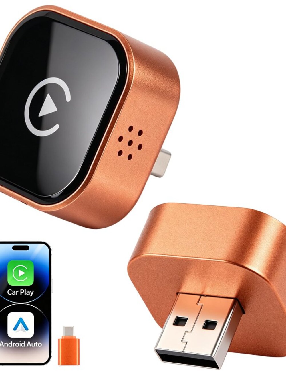 NEW Wireless CarPlay Adapter 2-in-1 Mini Plug & Play Android Auto Reconnect Low